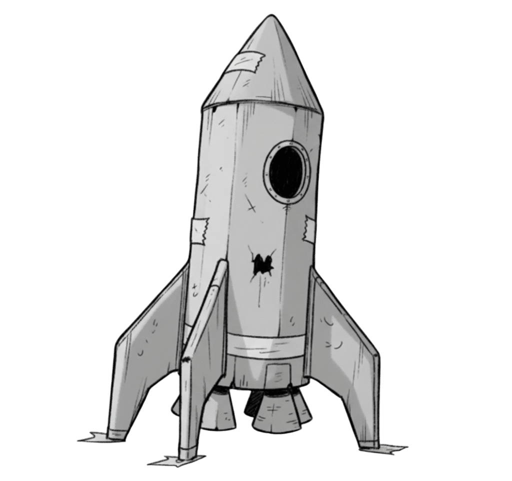 Basic rocket symbolizing slow, ineffective marketing results from average digital marketing agencies.